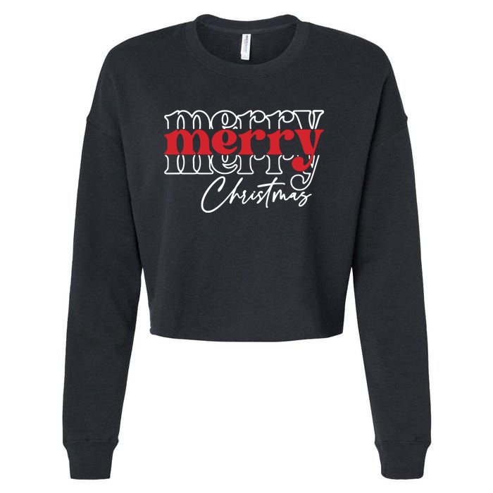 Merry Christmas Family Funny Christmas Cropped Pullover Crew