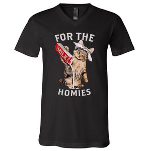 Milk Cat For The Homies V-Neck T-Shirt