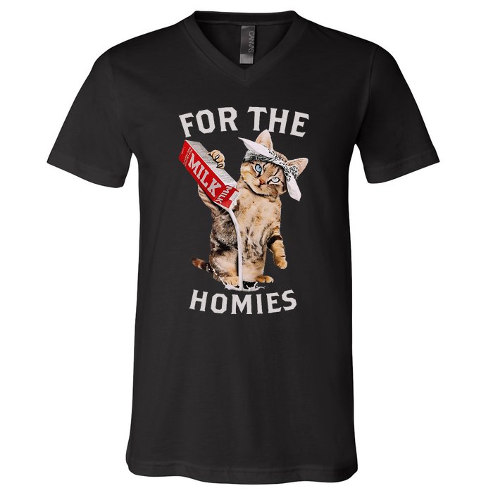 Milk Cat For The Homies V-Neck T-Shirt