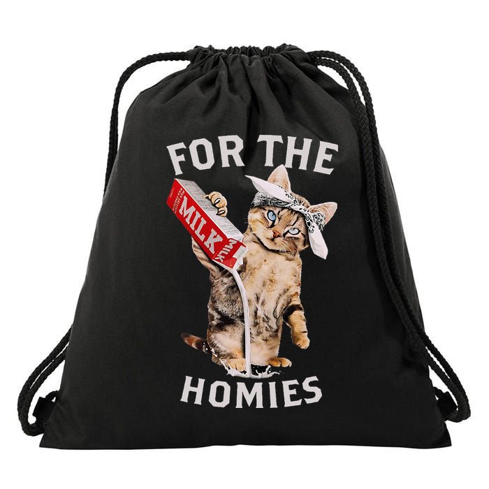Milk Cat For The Homies Drawstring Bag