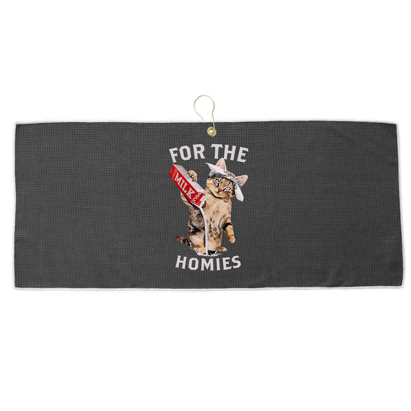 Milk Cat For The Homies Large Microfiber Waffle Golf Towel