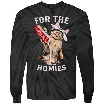 Milk Cat For The Homies Tie-Dye Long Sleeve Shirt