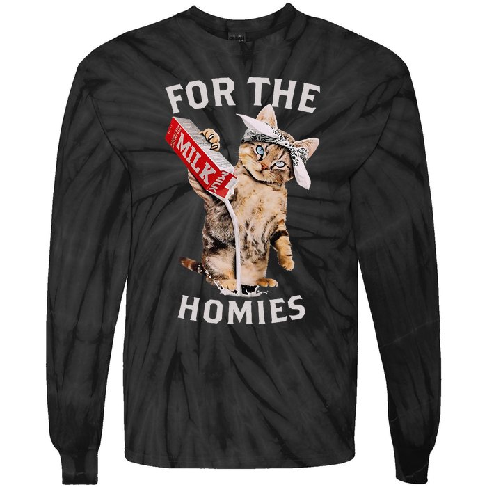 Milk Cat For The Homies Tie-Dye Long Sleeve Shirt