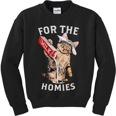 Milk Cat For The Homies Kids Sweatshirt