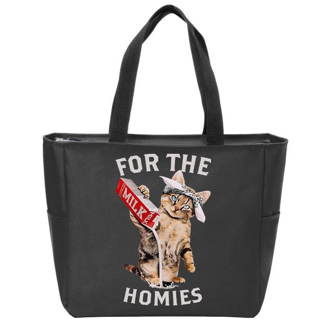 Milk Cat For The Homies Zip Tote Bag