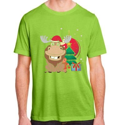 Merry Christmas Forest Animal Lover Xmas Tree Moose Gift Adult ChromaSoft Performance T-Shirt