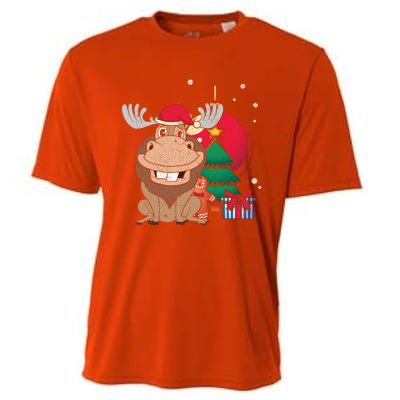 Merry Christmas Forest Animal Lover Xmas Tree Moose Gift Cooling Performance Crew T-Shirt