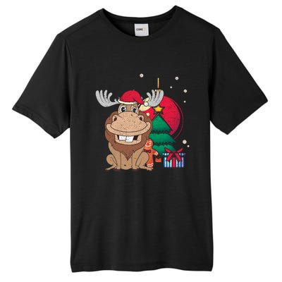 Merry Christmas Forest Animal Lover Xmas Tree Moose Gift Tall Fusion ChromaSoft Performance T-Shirt