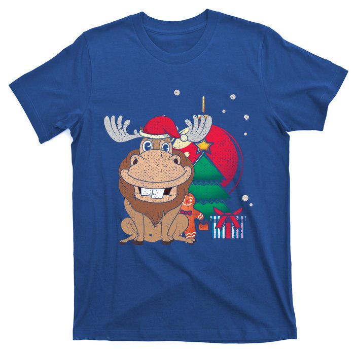 Merry Christmas Forest Animal Lover Xmas Tree Moose Gift T-Shirt