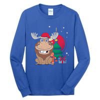 Merry Christmas Forest Animal Lover Xmas Tree Moose Gift Tall Long Sleeve T-Shirt