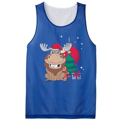 Merry Christmas Forest Animal Lover Xmas Tree Moose Gift Mesh Reversible Basketball Jersey Tank