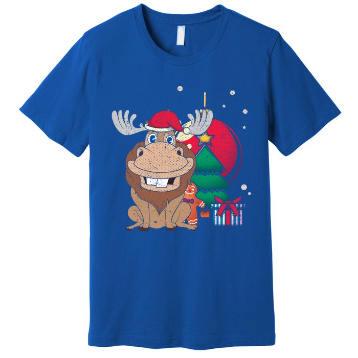 Merry Christmas Forest Animal Lover Xmas Tree Moose Gift Premium T-Shirt