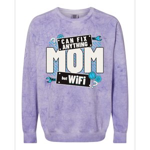 Mom Can Fix Anything But Wifi Mothers Day Funny Women Mom Colorblast Crewneck Sweatshirt