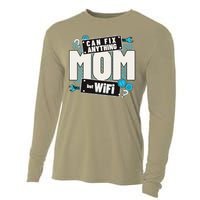 Mom Can Fix Anything But Wifi Mothers Day Funny Women Mom Cooling Performance Long Sleeve Crew