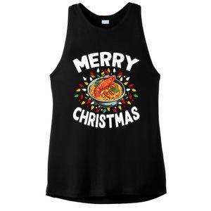 Merry Christmas Food Lover Lobster Bisque Xmas Gift Ladies PosiCharge Tri-Blend Wicking Tank