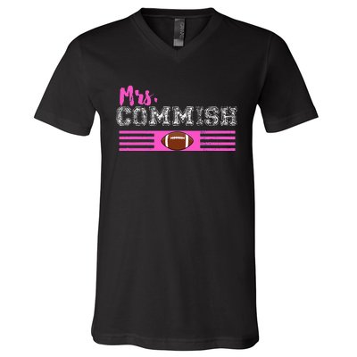 Mrs. Commish Fantasy Football Commissioner Wife V-Neck T-Shirt