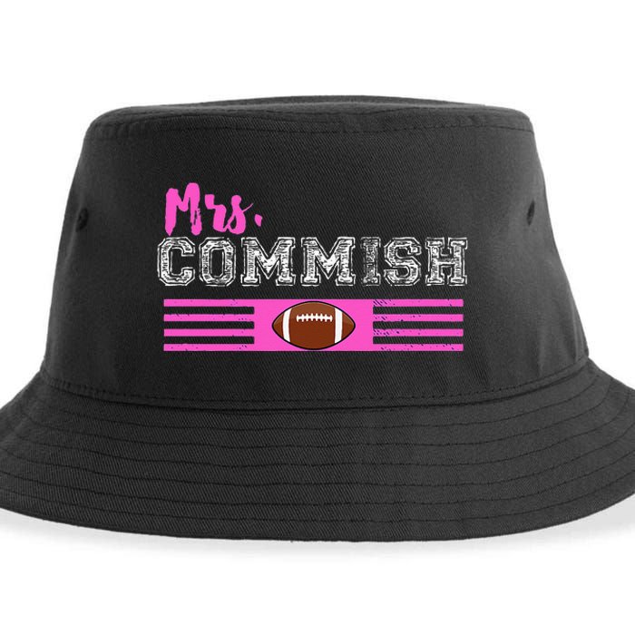 Mrs. Commish Fantasy Football Commissioner Wife Sustainable Bucket Hat