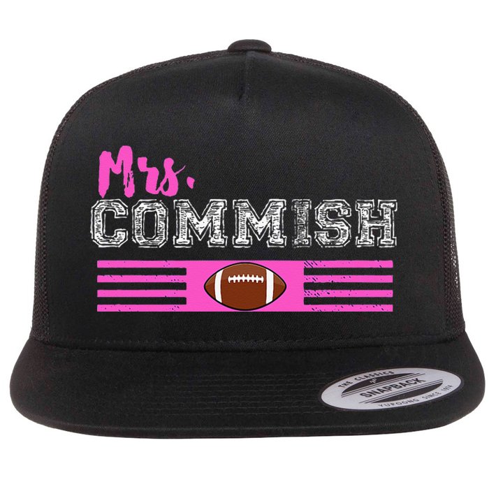 Mrs. Commish Fantasy Football Commissioner Wife Flat Bill Trucker Hat