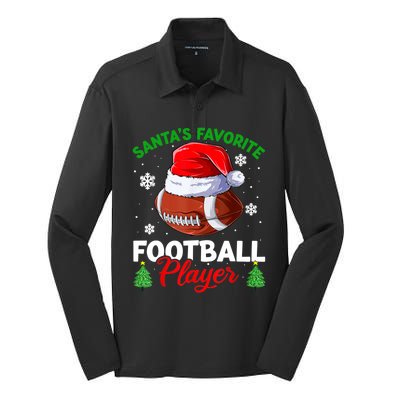 Merry Christmas Football Player Ball Santa Xmas Pajama Funny Gift Silk Touch Performance Long Sleeve Polo