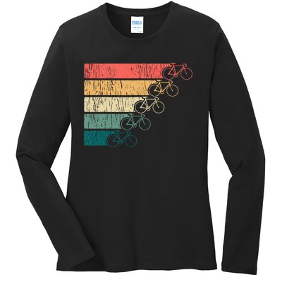 Minimalistic Cycling Funny Biking Bicycle Enthusiast Ladies Long Sleeve Shirt