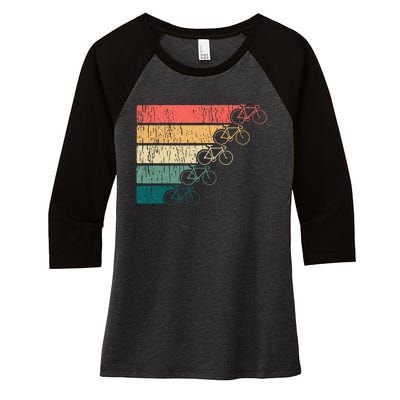 Minimalistic Cycling Funny Biking Bicycle Enthusiast Women's Tri-Blend 3/4-Sleeve Raglan Shirt