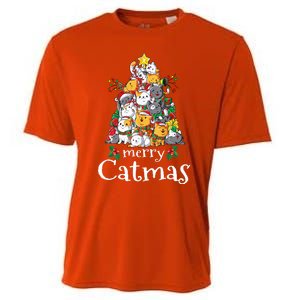 Merry Catmas Funny Cat Dad Cat Mom Christmas Cat  Cooling Performance Crew T-Shirt