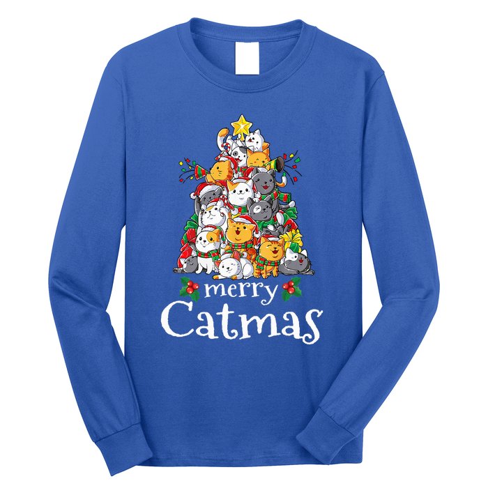 Merry Catmas Funny Cat Dad Cat Mom Christmas Cat  Long Sleeve Shirt