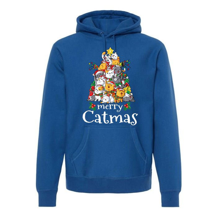 Merry Catmas Funny Cat Dad Cat Mom Christmas Cat  Premium Hoodie