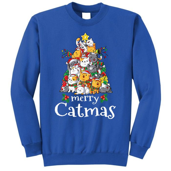 Merry Catmas Funny Cat Dad Cat Mom Christmas Cat  Tall Sweatshirt