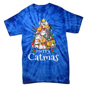 Merry Catmas Funny Cat Dad Cat Mom Christmas Cat  Tie-Dye T-Shirt