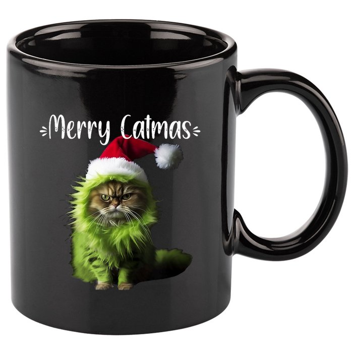 Merry Catmas Funny Cat Christmas Tank Top 11oz C Handle Ceramic Mug