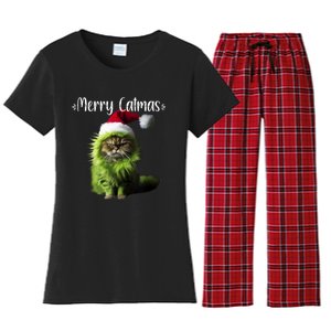 Merry Catmas Funny Cat Christmas Tank Top Women's Flannel Pajama Set