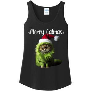 Merry Catmas Funny Cat Christmas Tank Top Ladies Essential Tank