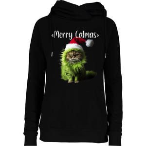 Merry Catmas Funny Cat Christmas Tank Top Womens Funnel Neck Pullover Hood