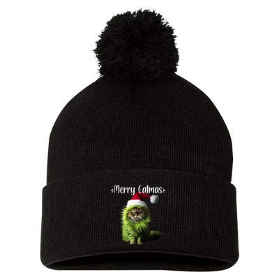 Merry Catmas Funny Cat Christmas Tank Top Pom Pom 12in Knit Beanie