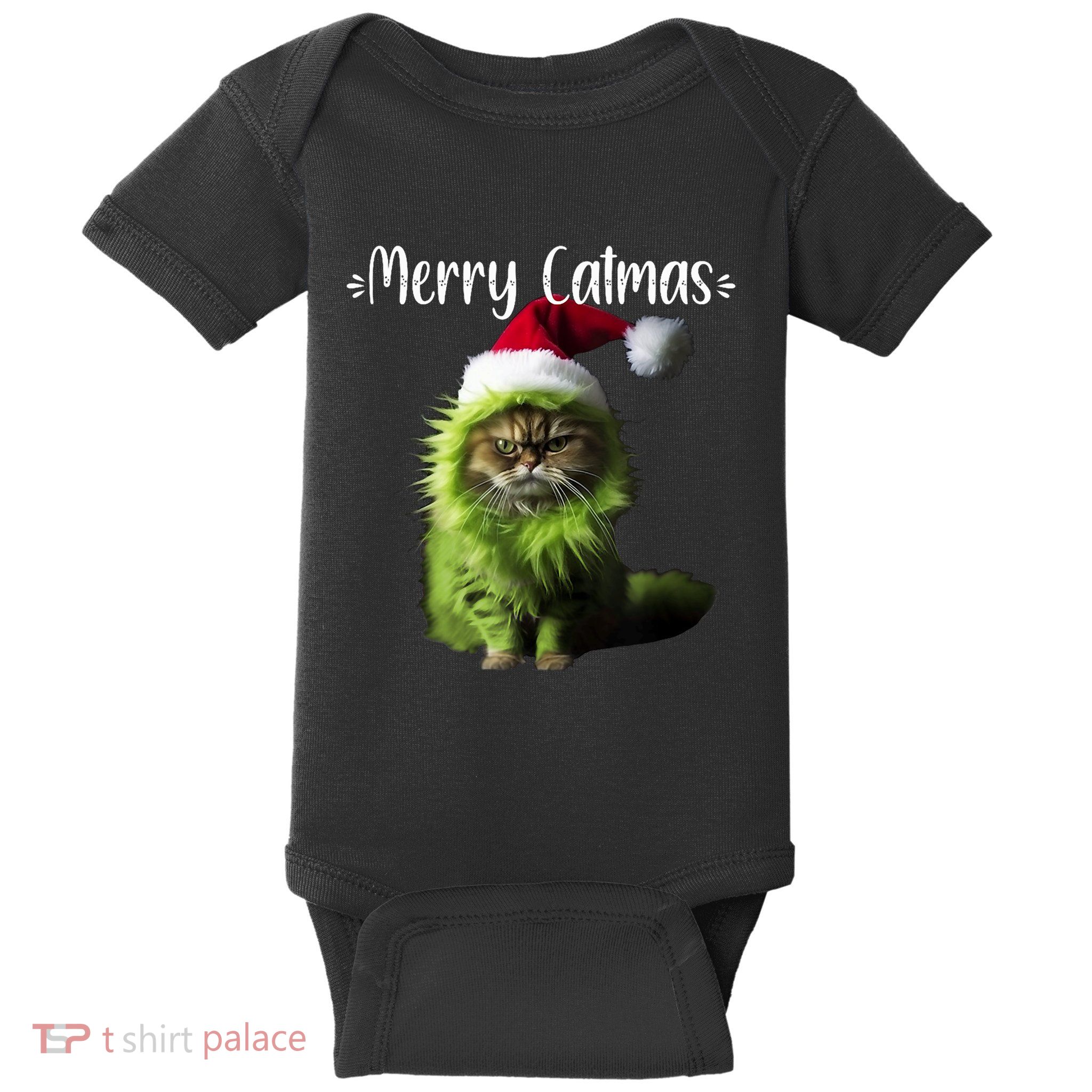 Merry Catmas Funny Cat Christmas Tank Top Baby Bodysuit