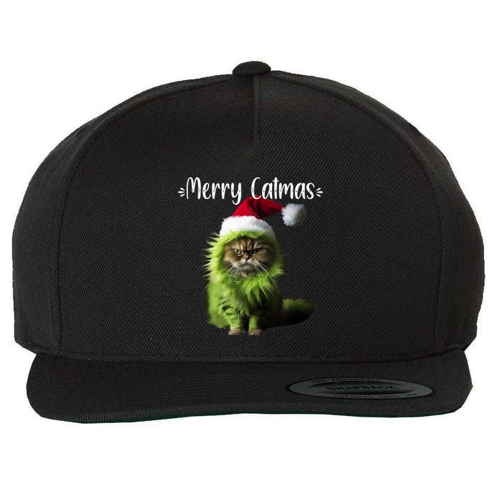 Merry Catmas Funny Cat Christmas Tank Top Wool Snapback Cap