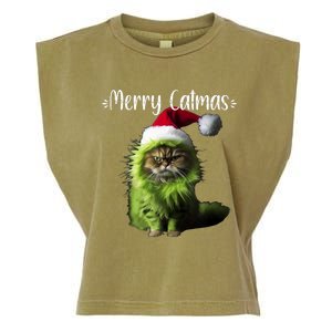 Merry Catmas Funny Cat Christmas Tank Top Garment-Dyed Women's Muscle Tee