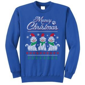 Meowy Catmas Funny Merry Christmas Kitten Cat Ugly Sweater Gift Tall Sweatshirt