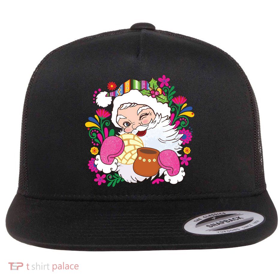 Mexican Christmas Feliz Navidad Latina Christmas Flat Bill Trucker Hat