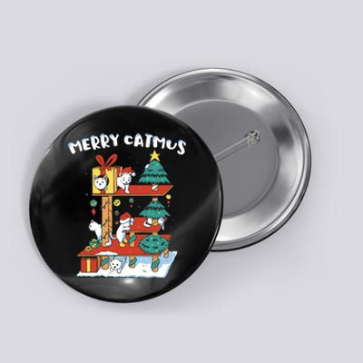 Merry Catmas Funny Cat Mom Cat Dad Christmas Cat Tree Toy Button