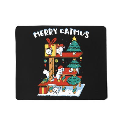 Merry Catmas Funny Cat Mom Cat Dad Christmas Cat Tree Toy Mousepad