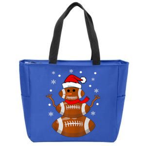 Merry Christmas Football Player Ball Snow Xmas Pajama Cool Gift Zip Tote Bag