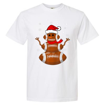 Merry Christmas Football Player Ball Snow Xmas Pajama Cool Gift Garment-Dyed Heavyweight T-Shirt