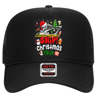 Merry Cruisemas Funny Cruise Ship Family Christmas Trip Xmas High Crown Mesh Back Trucker Hat