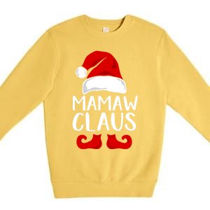 Mamaw Claus Funny Grandma Santa Claus Red Christmas Hat Gift Premium Crewneck Sweatshirt