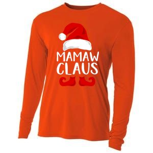 Mamaw Claus Funny Grandma Santa Claus Red Christmas Hat Gift Cooling Performance Long Sleeve Crew