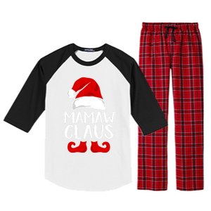 Mamaw Claus Funny Grandma Santa Claus Red Christmas Hat Gift Raglan Sleeve Pajama Set