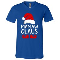 Mamaw Claus Funny Grandma Santa Claus Red Christmas Hat Gift V-Neck T-Shirt