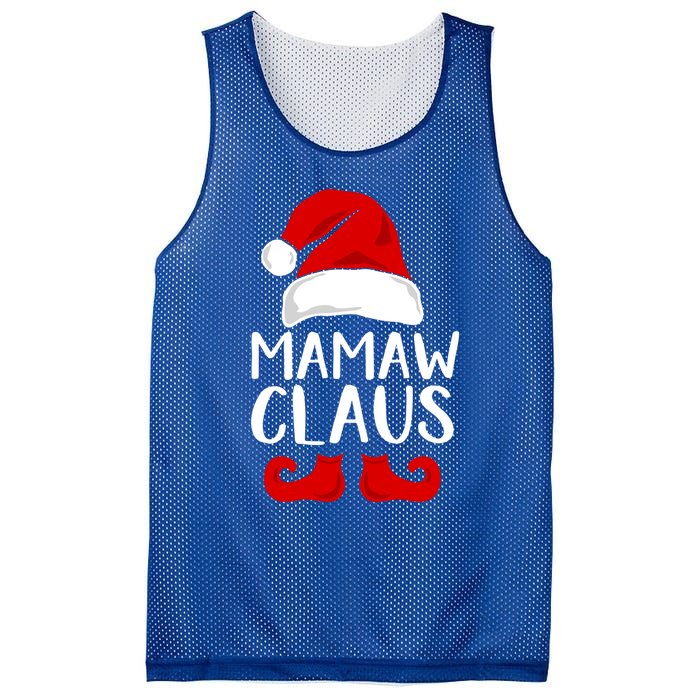 Mamaw Claus Funny Grandma Santa Claus Red Christmas Hat Gift Mesh Reversible Basketball Jersey Tank